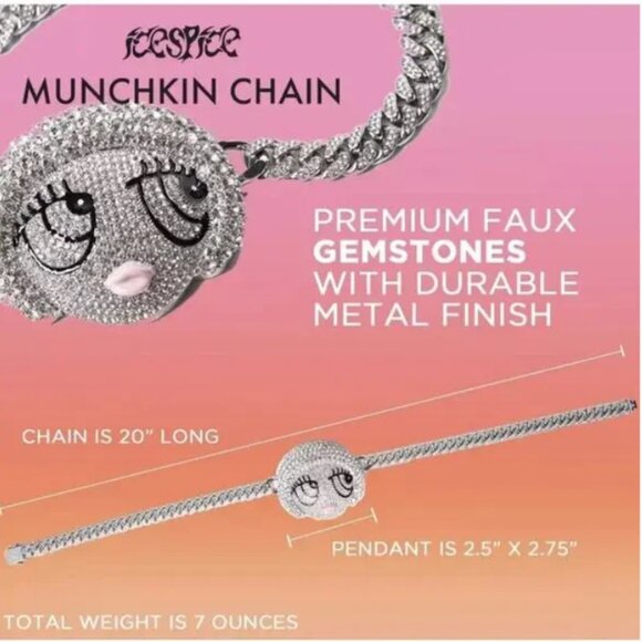 Ice Spice Munchkin One Piece Pendant Cuban Link Chain Silver necklace NIB - Picture 2 of 3